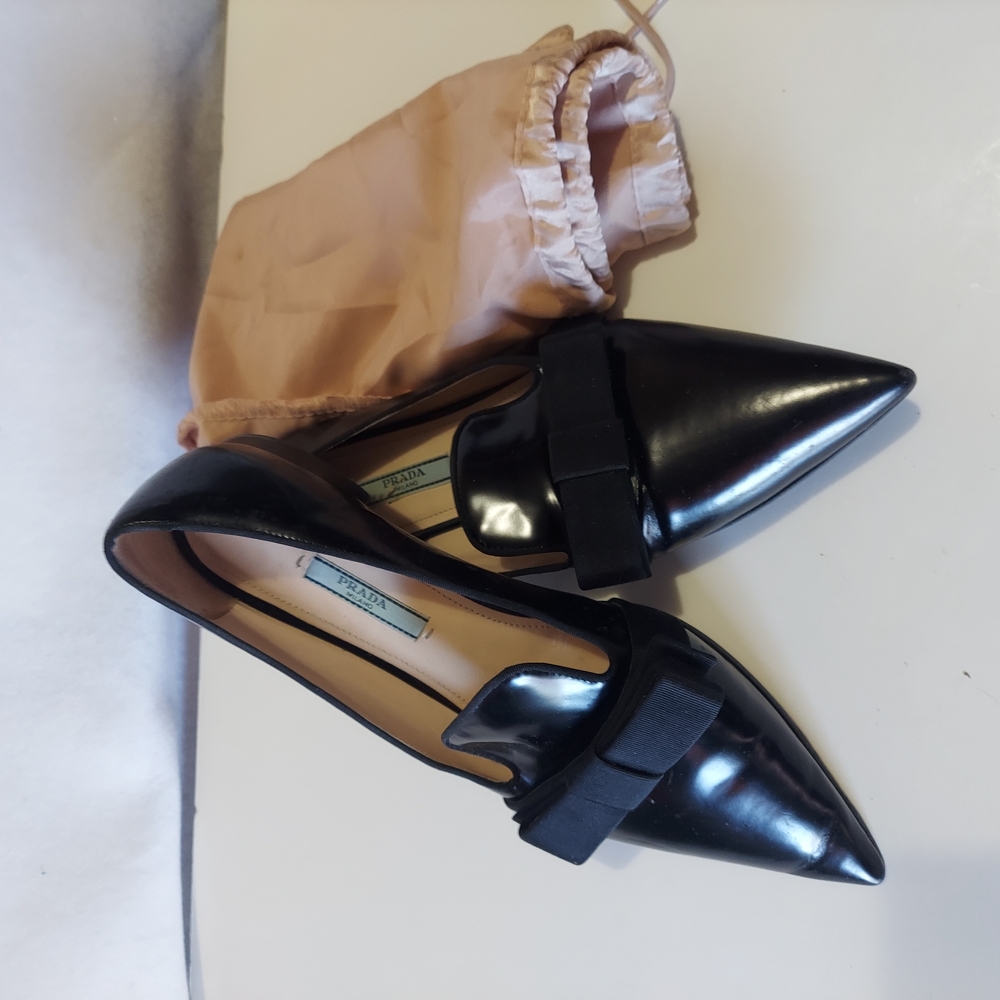 Prada Women's Black Leather Loafers - Picture 2 of 4